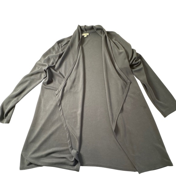 Pure Jill Women's Fall Cardigan Grey Open Front Draped Woven Jacket, Size M‎ EUC - Picture 6 of 10